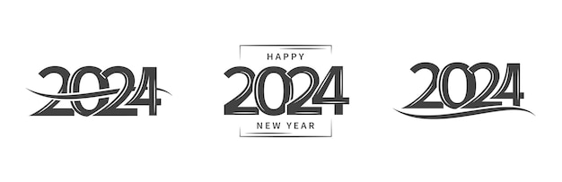Colección de símbolos de Feliz Año Nuevo de 2024 Conjunto de diseños de texto de 2024