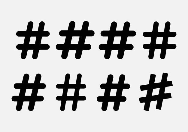 Colección de símbolos de hashtag