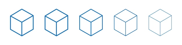 Colección de símbolos del icono del cubo conjunto de contornos delgados