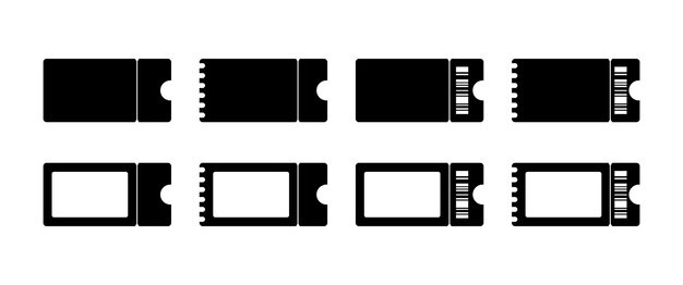 Colección de símbolos de iconos vectoriales de cupones y entradas aislados Elementos de festivales de conciertos y música de películas