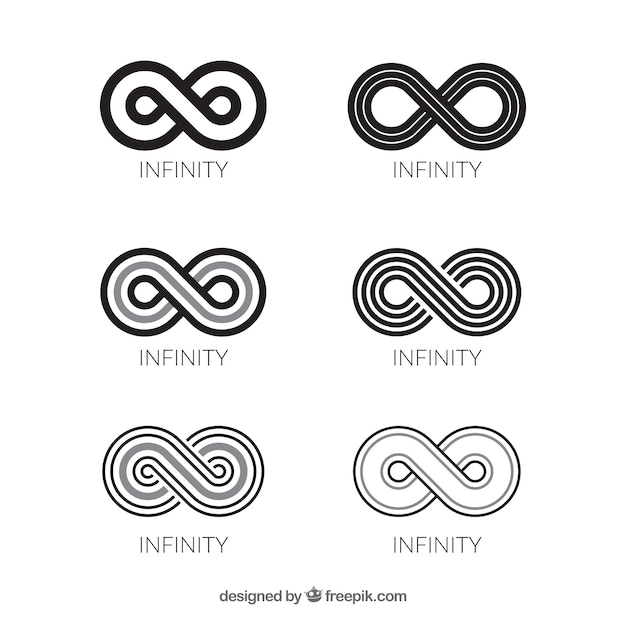 Colección de símbolos de infinito en color negro