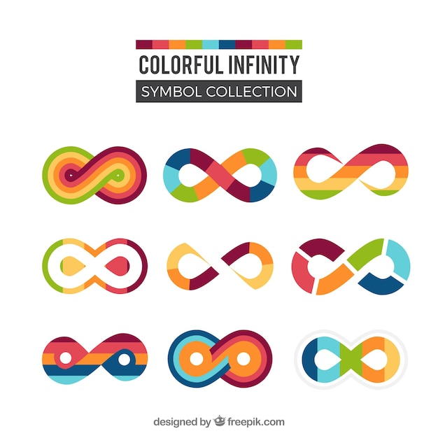 Vector colección de símbolos de infinito coloridos