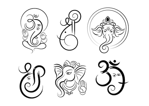 Vector colección de símbolos de lord ganesha