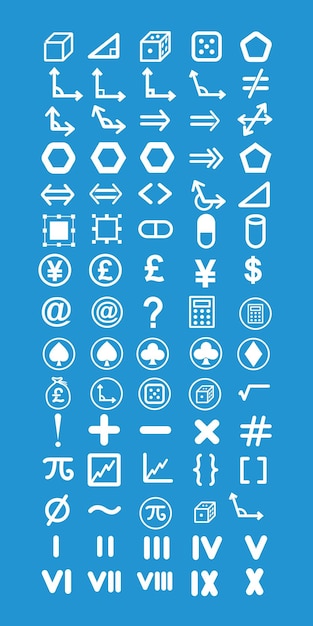 Colección de símbolos matemáticos y financieros