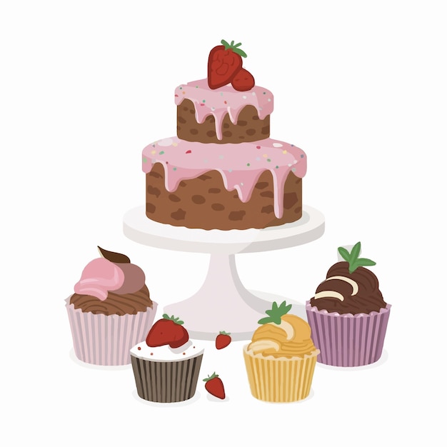Vector colección de símbolos de pastel y pastel