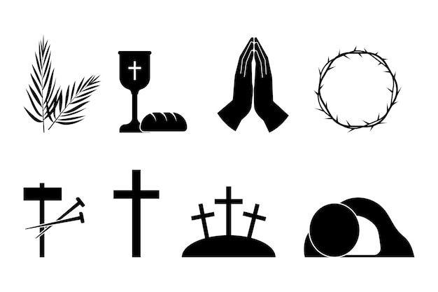 Colección de símbolos religiosos cristianos ilustración vectorial eps 10