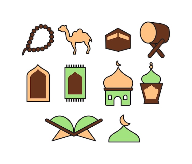 Colección de simpáticas y simples ilustraciones islámicas