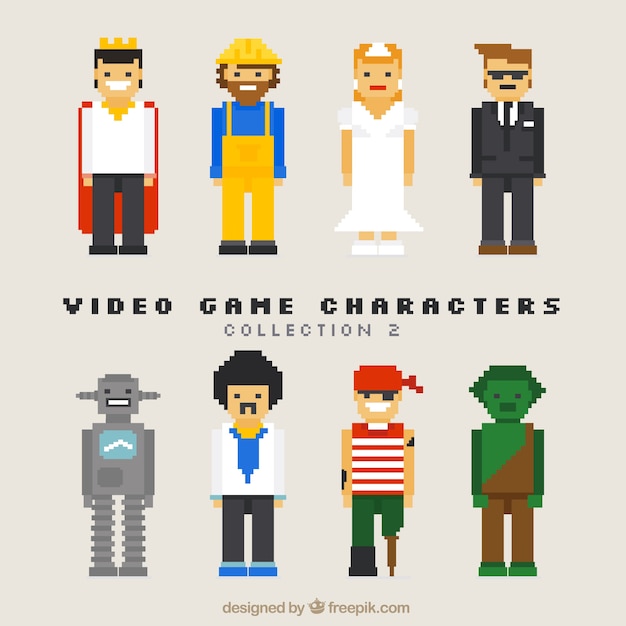 Vector colección de simpáticos personajes de videojuegos