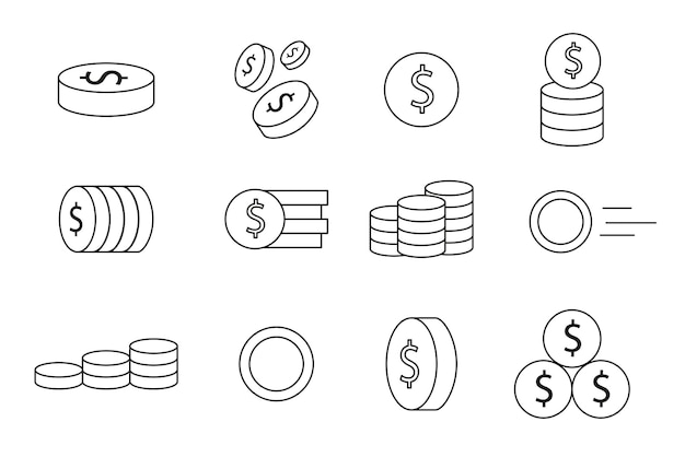 Colección simple de iconos de líneas relacionadas con la moneda Ilustración vectorial EPS 10