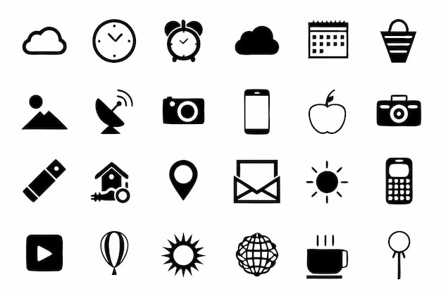 Colección de simples iconos en blanco y negro