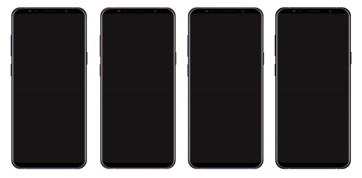 Colección de smartphone vector realista con pantalla en blanco