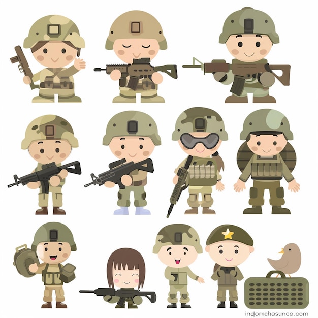 una colección de soldados con diferentes imágenes de un soldado
