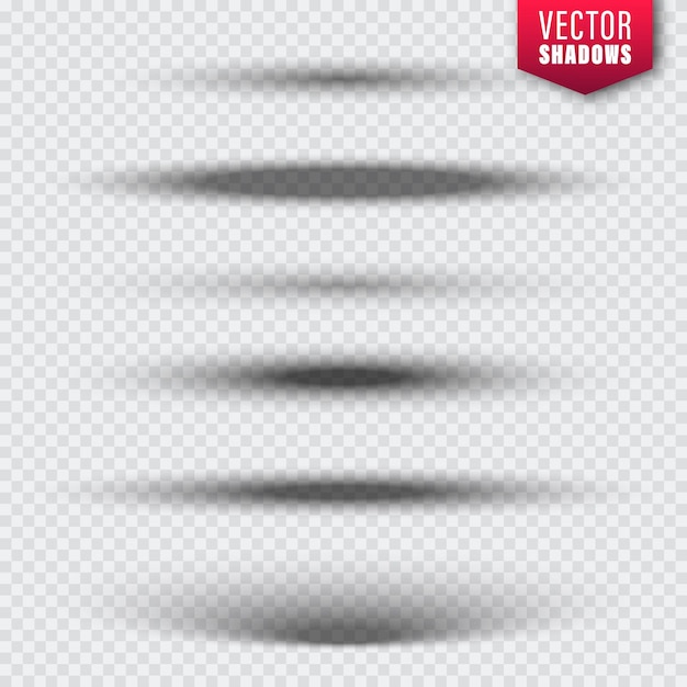 Colección de sombras vectoriales en fondo transparente efecto de sombra realista para el vector de diseño