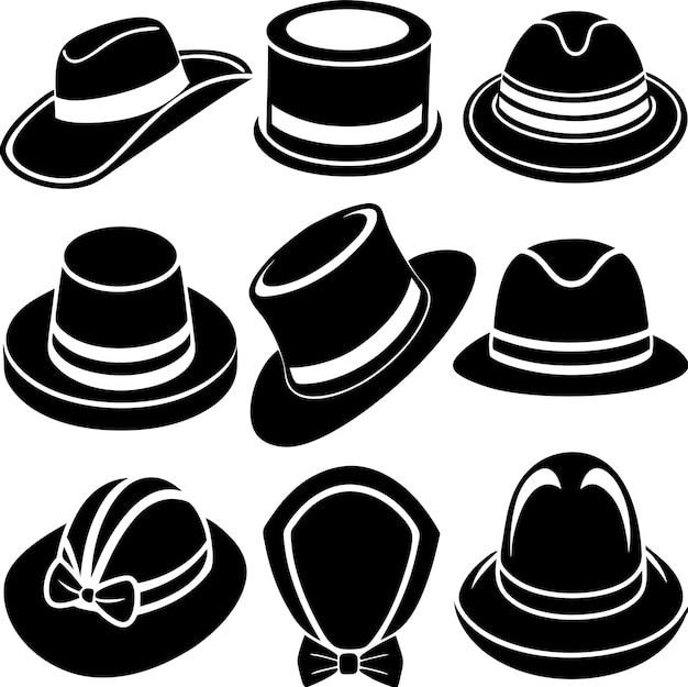 Colección de sombreros blancos y negros