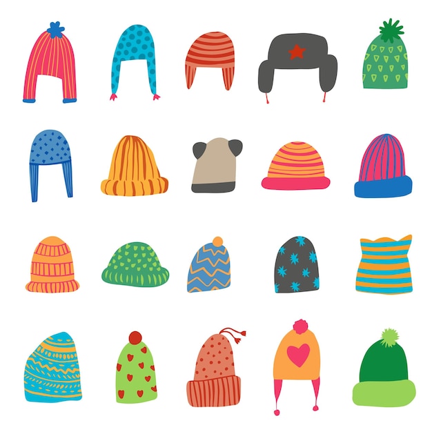 Colección de sombreros de invierno de Doodle