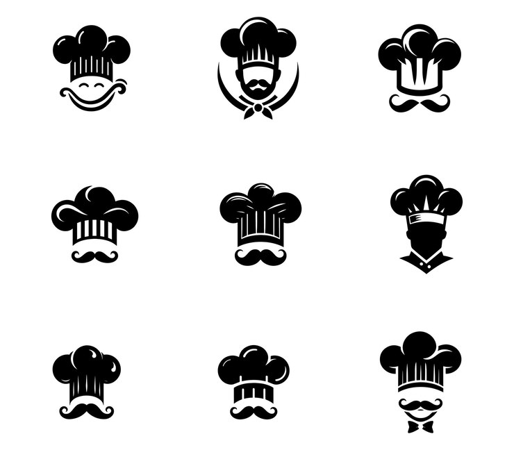 Colección de sombreros logotipo chef plantilla sombrero chef juego de sombrero de chef creativo juego de iconos logotipo del restaurante