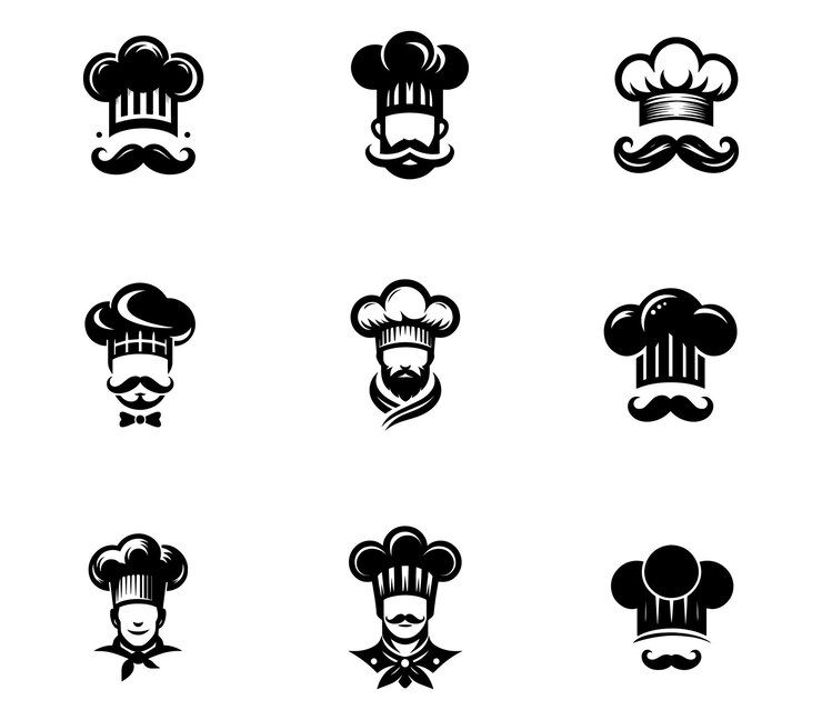 Colección de sombreros logotipo chef plantilla sombrero chef juego de sombrero de chef creativo juego de iconos logotipo del restaurante