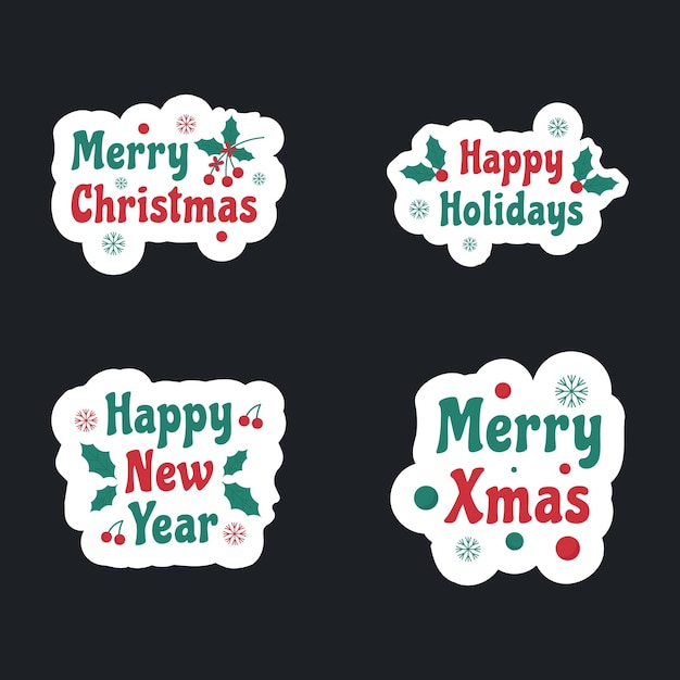 Vector colección de stickers de feliz navidad