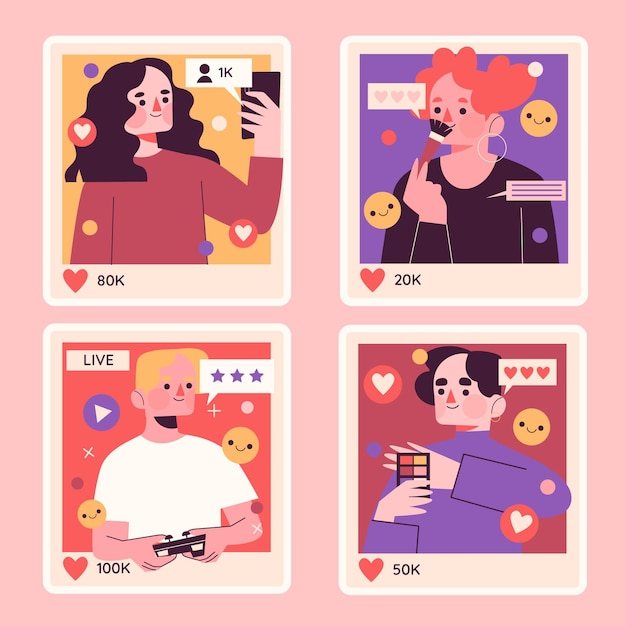 Colección de stickers de influencers ingenuos