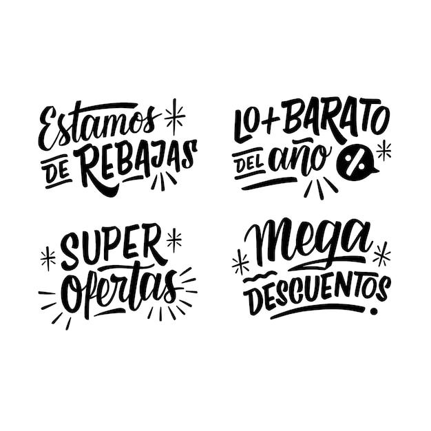 Colección de stickers de venta de letras en español