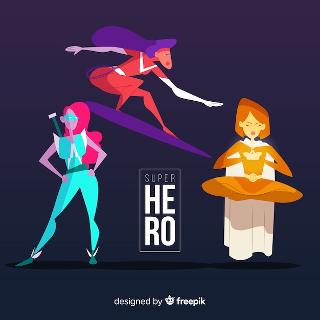 Vector colección de superheroes femeninos