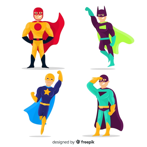 Vector colección de superheroes masculinos