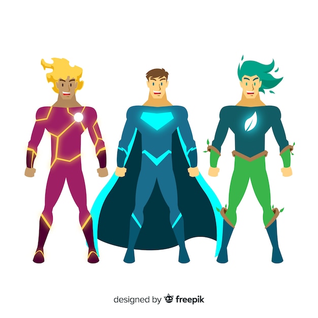 Vector colección de superheroes masculinos