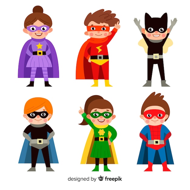 Vector colección de superheroes de niños