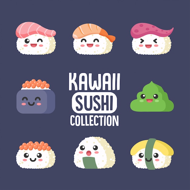 Colección de sushi kawaii