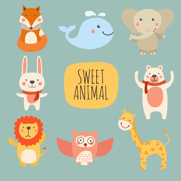 Vector colección sweet animal