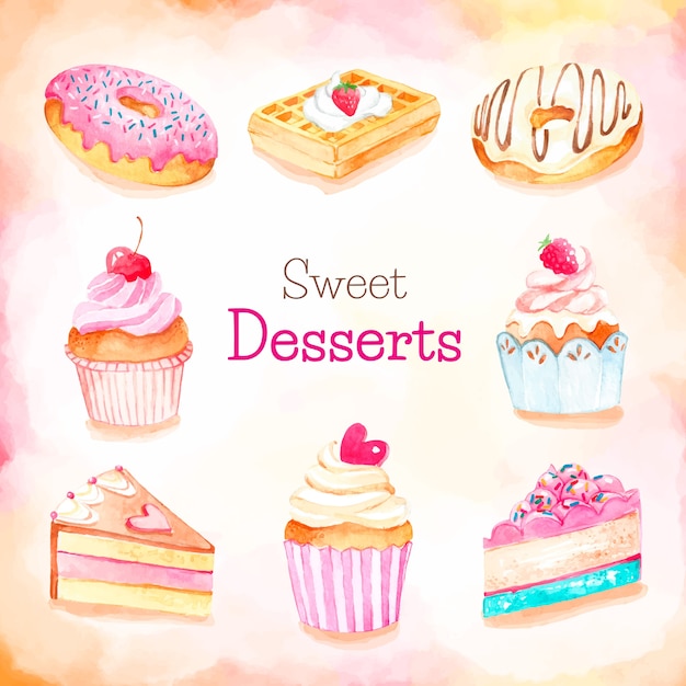 Vector colección sweet desserts