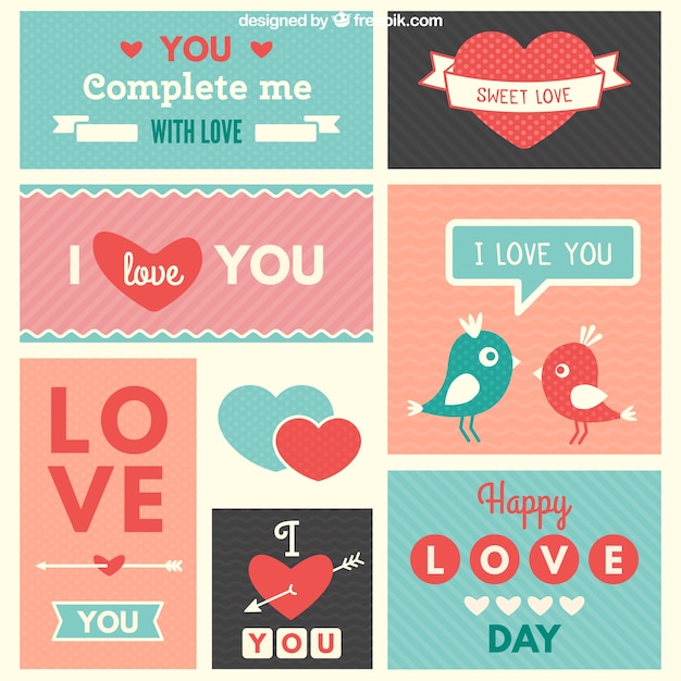 Vector colección de tarjetas de amor