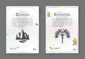 Vector colección de tarjetas de argentina córdoba corrientes