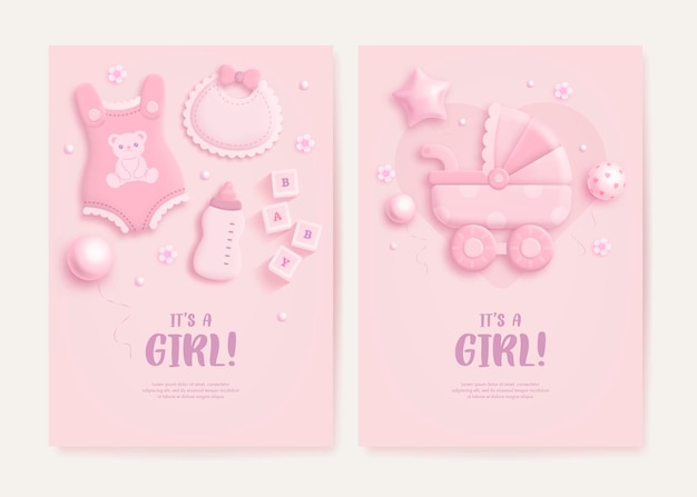 Vector colección de tarjetas de baby shower