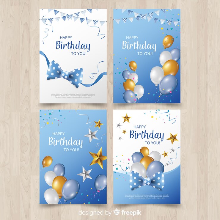 Vector colección de tarjetas de cumpleaños en diseño plano