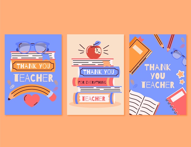 Vector colección de tarjetas de felicitación del día nacional de apreciación de los maestros
