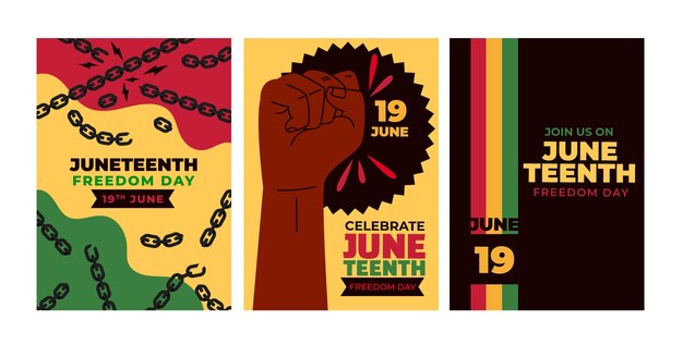 Colección de tarjetas de felicitación planas para la celebración del 19 de junio americano