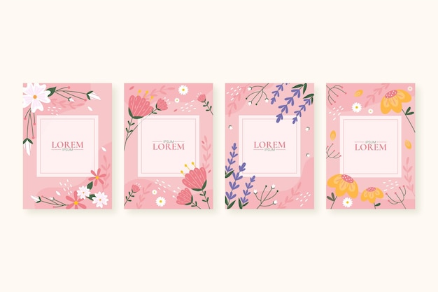 Colección tarjetas florales dibujadas a mano