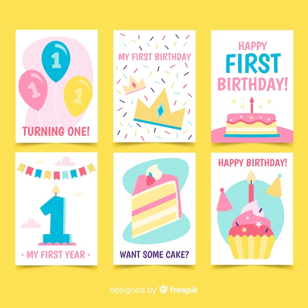 Colección tarjetas primer cumpleaños