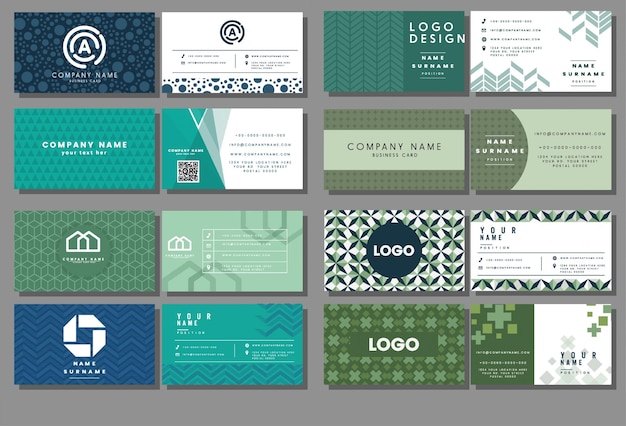 una colección de tarjetas de visita, incluida una que dice el logotipo corporativo