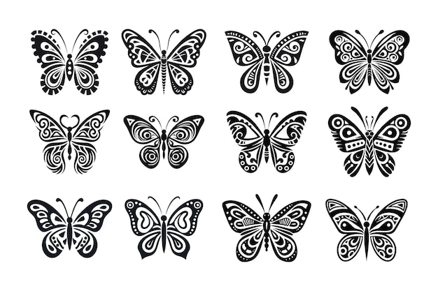 Colección de tatuajes de mariposas.