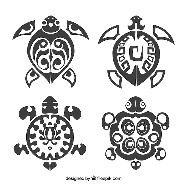 Vector colección de tatuajes de tortuga