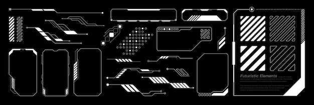Colección de tecnología cyberpunk con ilustraciones vectoriales futuristas de Hud Element