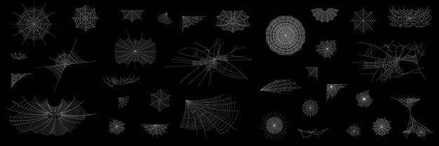 Colección de telarañas de araña para Halloween Elementos de diseño espeluznantes Vector de decoración de terror aterrador
