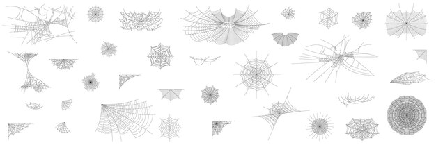 Colección de telarañas de araña para Halloween Elementos de diseño espeluznantes Vector de decoración de terror aterrador