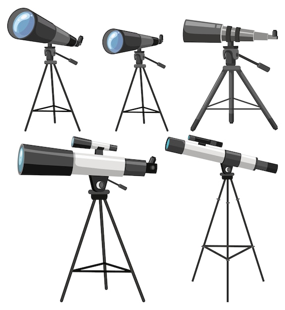 Colección de telescopios en trípodes