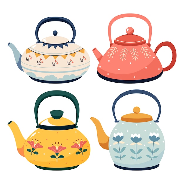 Colección de teteras bonitas Teteras acogedoras Teteras de cocina Diseños de vajilla con estampados florales
