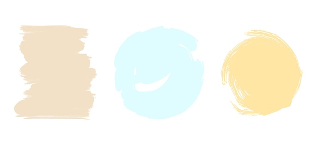 Colección de textura pastel abstracta Conjunto de iconos con textura grunge Trazos de pincel de vector dibujado a mano simple Forma de círculo