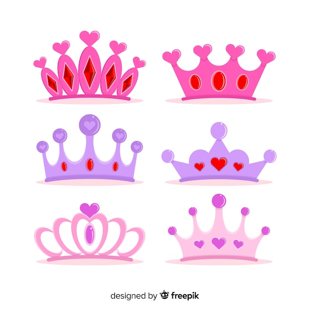 Vector colección tiaras de princesa planas