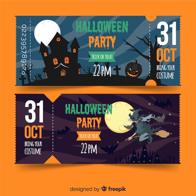 Colección de tickets para fiesta de halloween